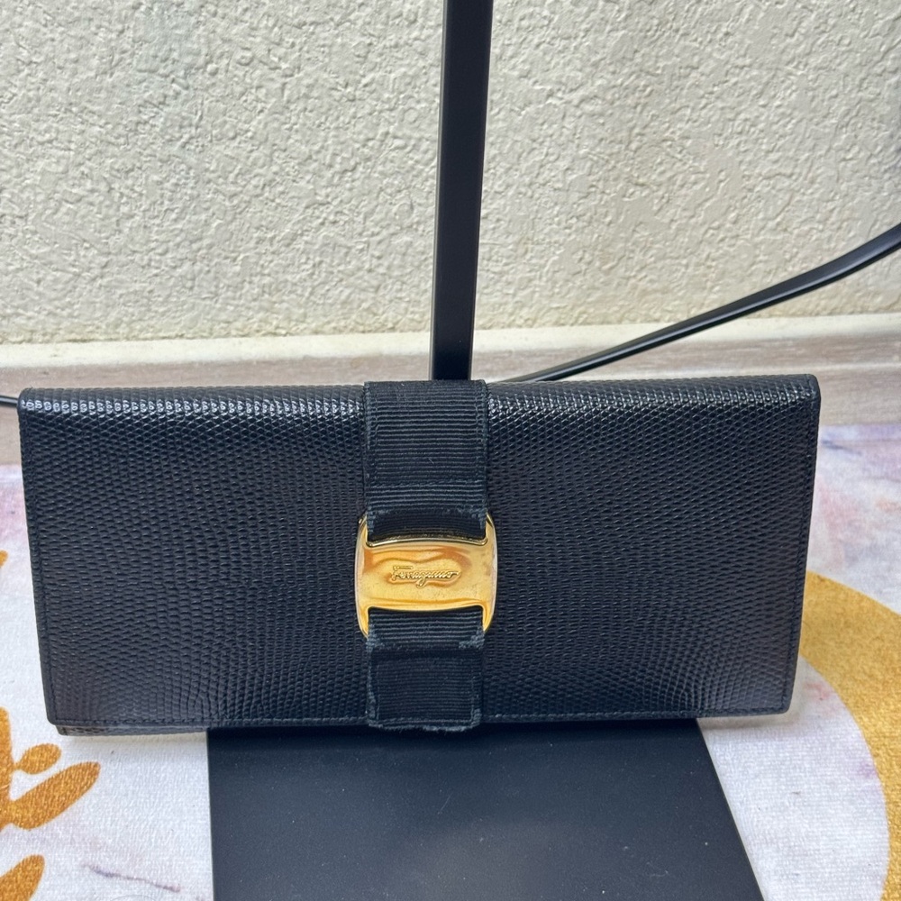 Salvatore Ferragamo Long Elegant Black Clutch Wallet